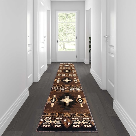 2' X 10' Chocolate Rustic Southwest Style Area Rug
